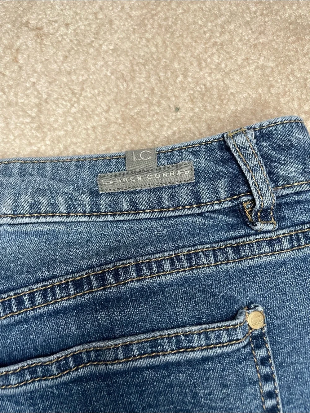 LC Lauren Conrad Denim Shorts Women's Size 14 Medium Wash Rolled Hem Cuffed